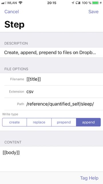 Drafts action config
