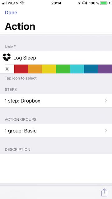 Drafts action setup